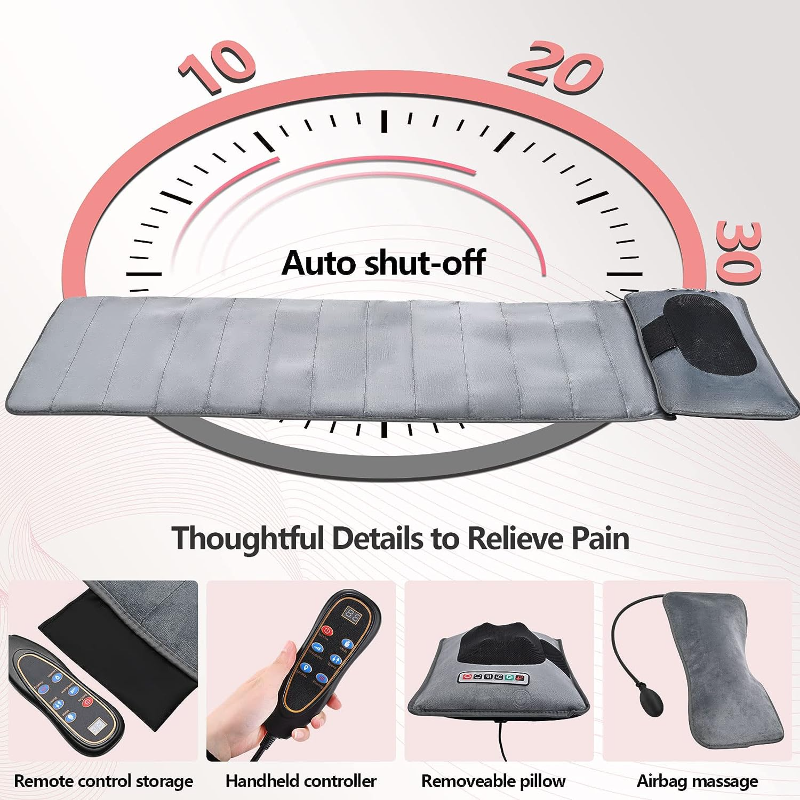 10 Vibrating Motors Massage Mat Full Body Heated Mattress