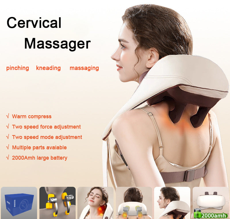 Rechargeable Portable Shiatsu Neck and Shoulder Massager with Heat