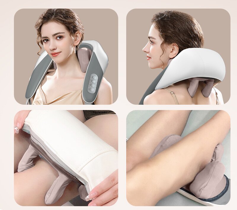 Rechargeable Portable Shiatsu Neck and Shoulder Massager with Heat