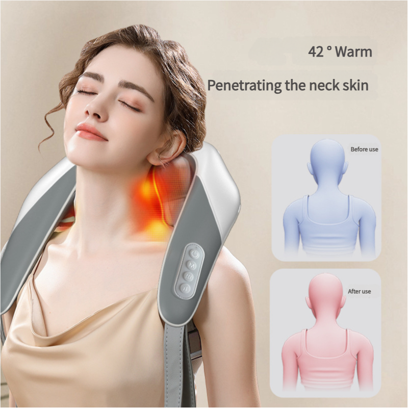 Rechargeable Portable Shiatsu Neck and Shoulder Massager with Heat