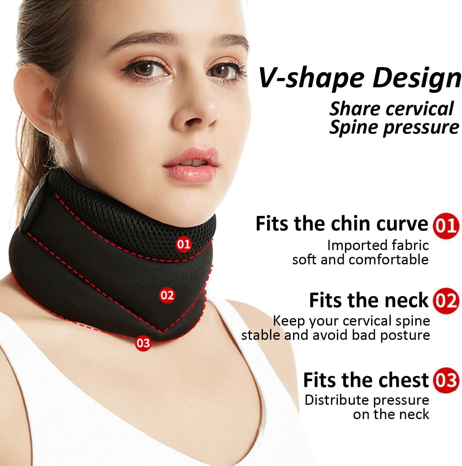 Adjustable Neck Brace with V-Shape Design