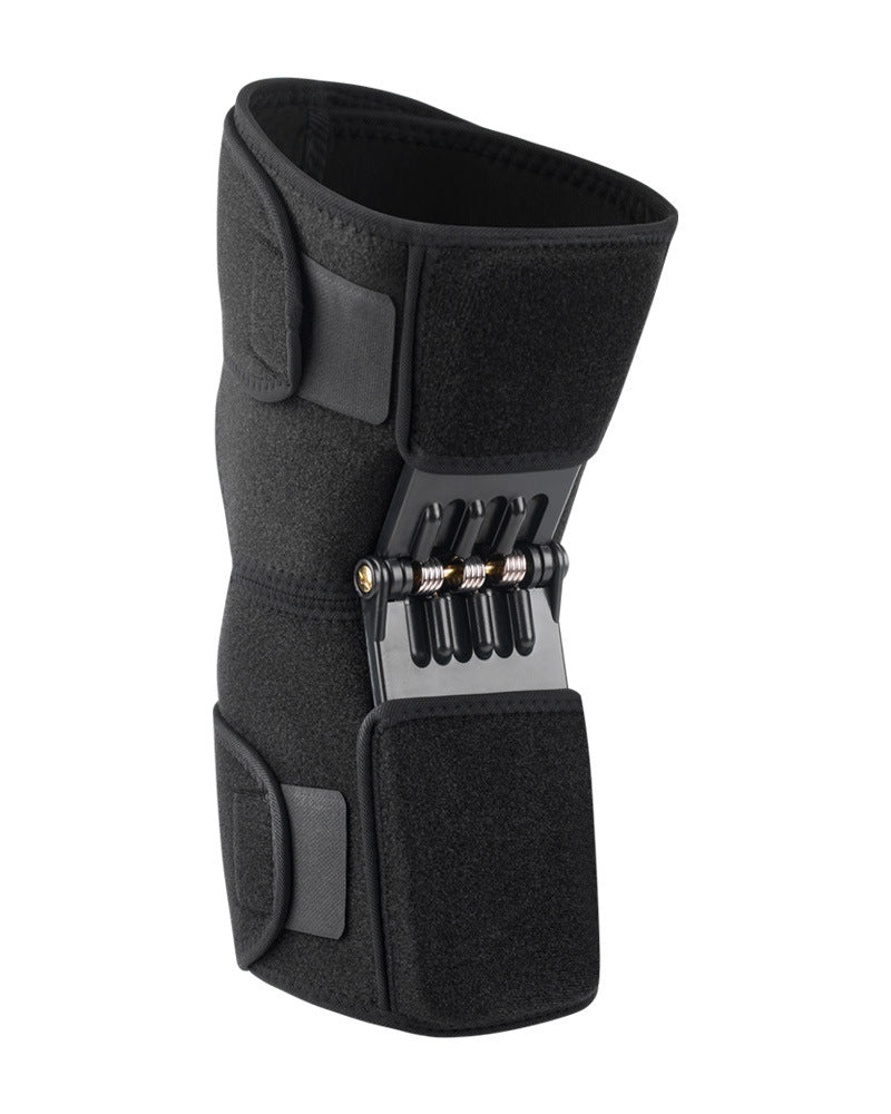 Pair Black Adjustable Knee Brace Support with Spring Booster