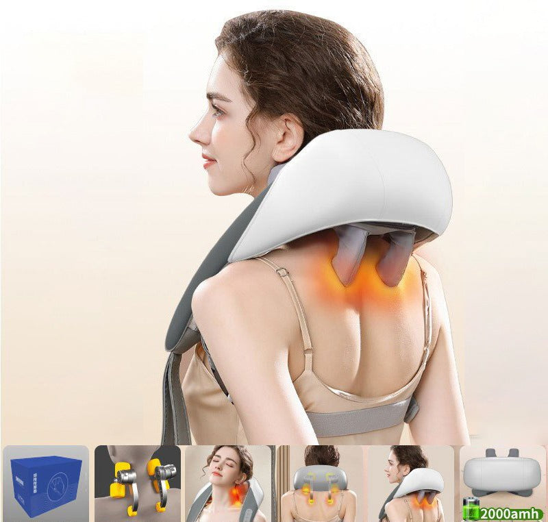 Rechargeable Portable Shiatsu Neck and Shoulder Massager with Heat