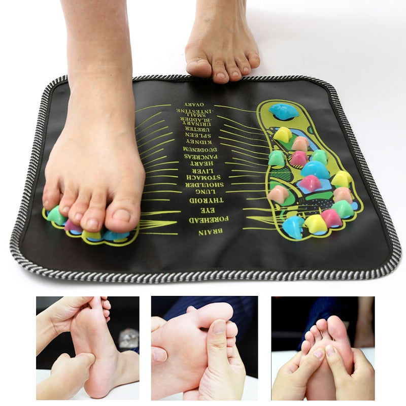 Foot Massage Mat,Acupressure Foot Mats,Reflexology Walk Stone Stone Road  Foot Massage Black for Pain Relief
